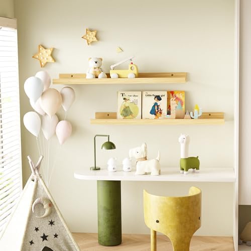 24 Inch Bamboo Floating Shelves Set of 2