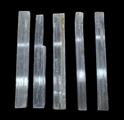 8 White Selenite Sticks Natural Sparkling Crystal Mineral Rough Points - 5PCS Morocco