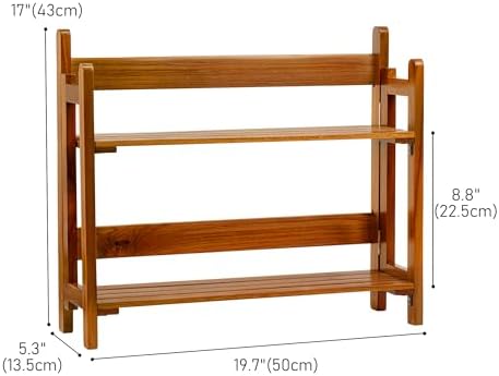 VaeFae Teak Wood Floating Shelves 2 Tier