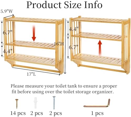 Goaste Bamboo Wall Mounted 3 Tier Shelf Organizer