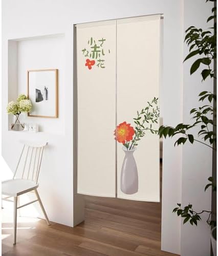 Japanese Style Door Curtain with Little Red Flowers