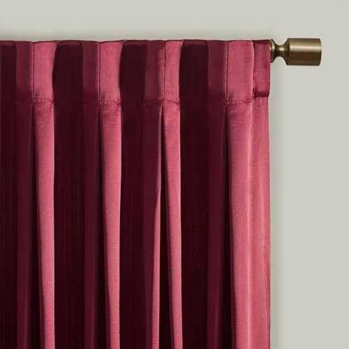 Elegant Burgundy Pleat Curtain Panel with Tieback