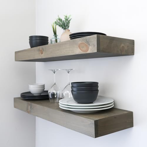 Modern Floating Shelves 3 Inches Thick Set of 2
