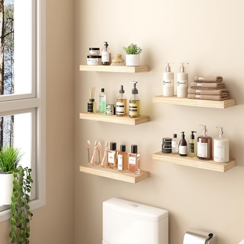 BOFIRE Floating Wall Shelves - 17 Inch Solid Wood Decor