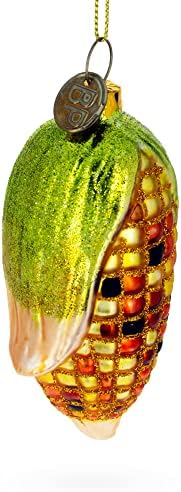 Golden Corn on The Cob Blown Glass Christmas Ornament 1