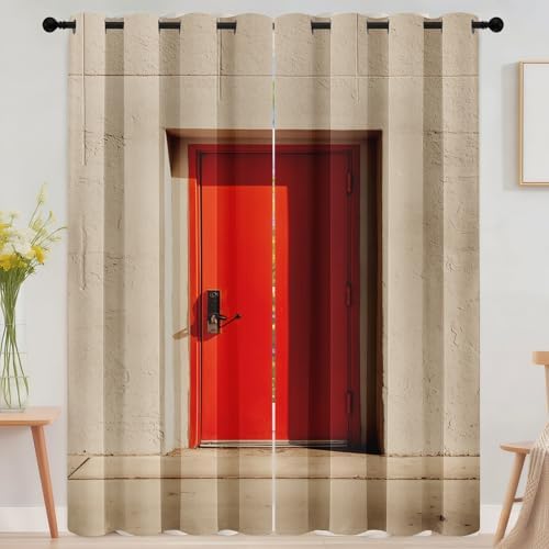 Concrete Frame Doorway Curtains 2 Panels Set