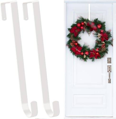 2 Pack Powder White Wreath Hangers for Front Door Windows