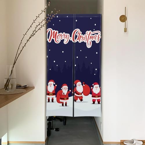 Japanese Noren Door Curtain with Snowman Christmas Design