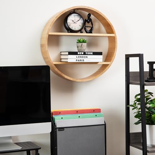 Mind Reader Circular Floating Shelf 18x18x4 Brown