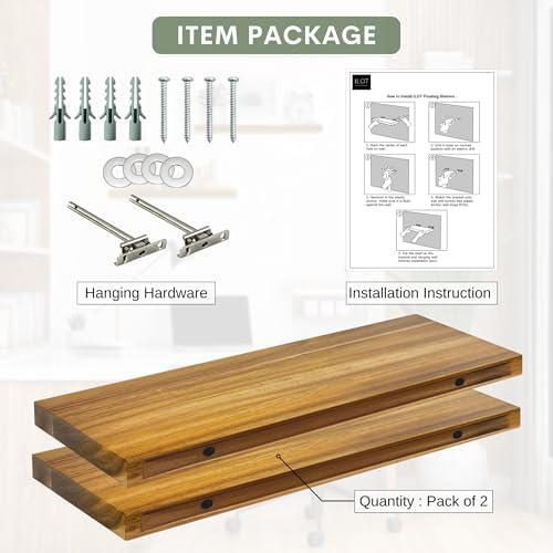 Teak Wood Floating Shelves 17x67 Pack of 2