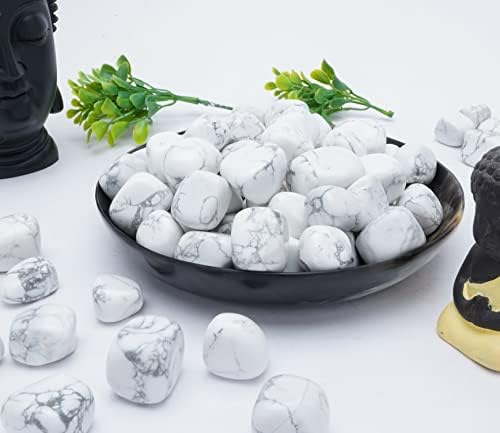 Howlite Tumbled Stones - 13 Pieces Set - Reiki Healing Home Decor