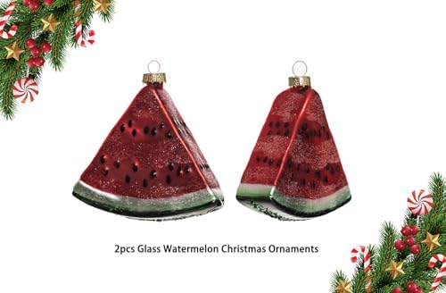 2pcs Glass Watermelon Christmas Ornaments for Tree