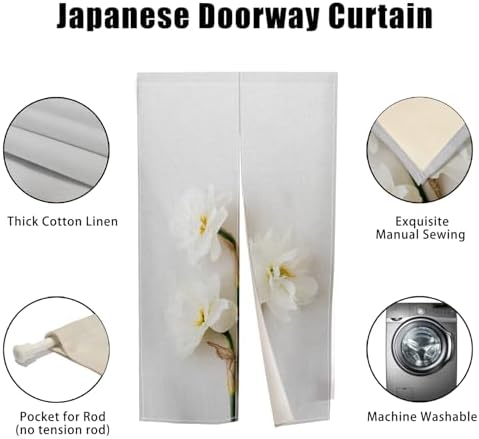 Japanese Noren Door Curtain with Bloomy Flower Print