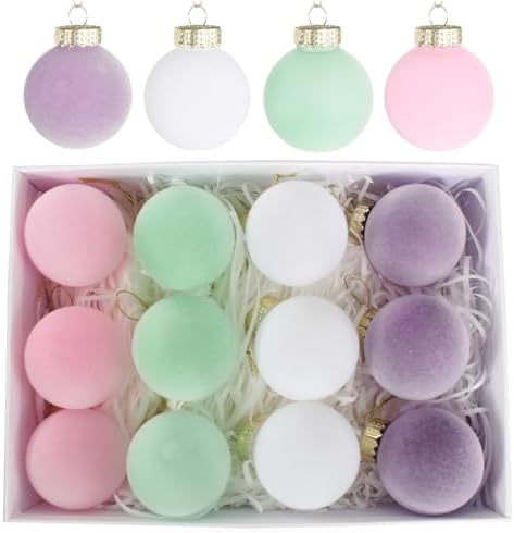 Velvet Christmas Balls Flocked Shatterproof Decor 315 Inch Set