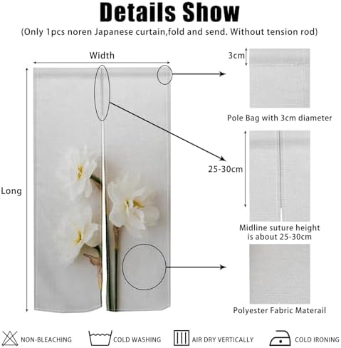 Japanese Noren Door Curtain with Bloomy Flower Print