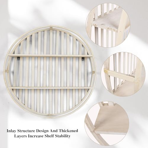 Oakrain 2-Tier Floating Bamboo Wall Shelves Dia2598
