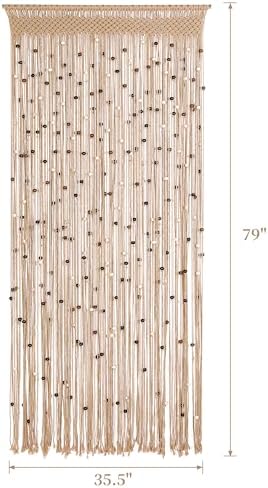 BECHAEO Boho Macrame Beaded Curtain for Doorway and Window