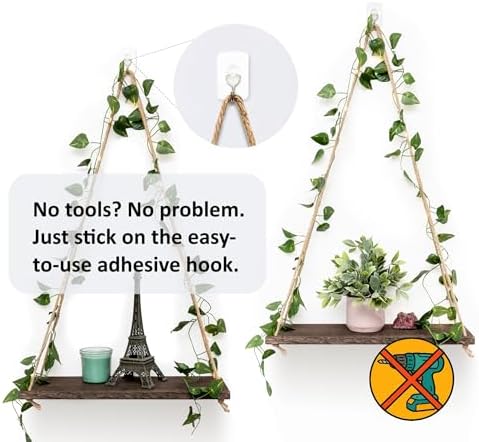 No Drill Floating Shelves for Wall Set of 2