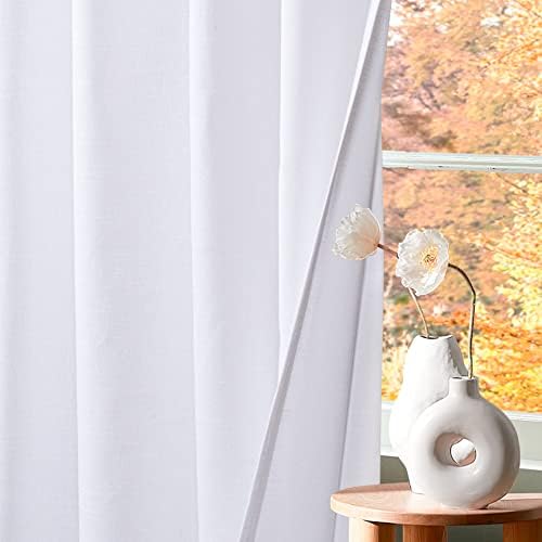 Goroly Home White Cotton Curtains 96 Inch Panels 2 Pc