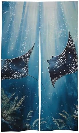 Manta Rays Ocean Noren Doorway Curtains Darkening Drapes Room Divider