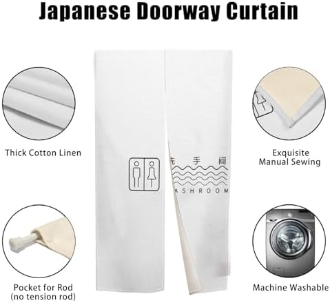 Japanese Noren Door Curtain for Privacy 34x60 Inches
