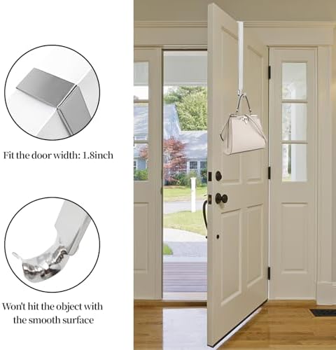 ZMCINER Adjustable Wreath Hanger for Front Door Silver