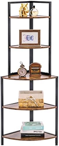 Apicizon 5 Tier Corner Shelf with Metal Frame
