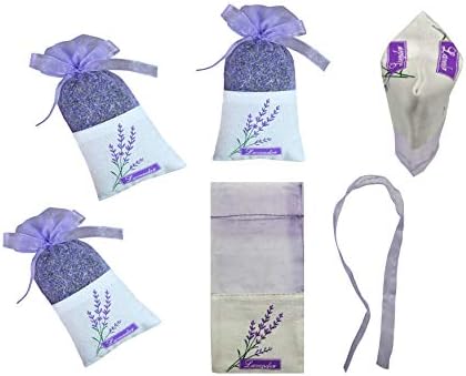 Sanrich 50PCS Lavender Sachet Bags Empty Purple Gauze Ribbons