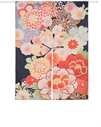 Cotton Linen Flower Print Japanese Noren Curtain 335x472 Inches