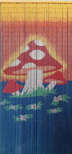 Beaded Curtain 90 Strands Mushroom Hand Painted