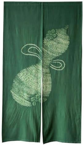 Hand Dyed Noren Japanese Door Curtain in Green 335x59in