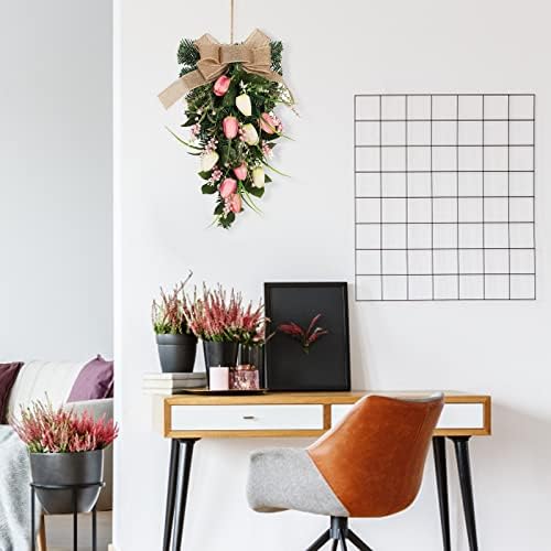 Artificial Tulips Teardrop Wreath for Front Door