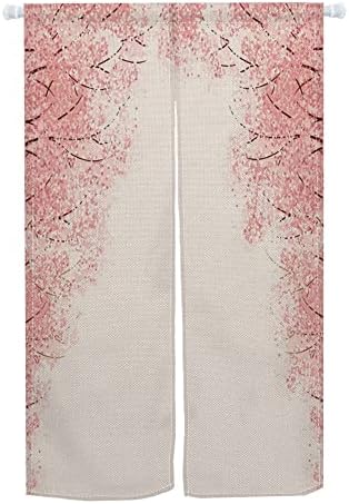 Leowefowa Pink Cherry Blossom Noren Curtain