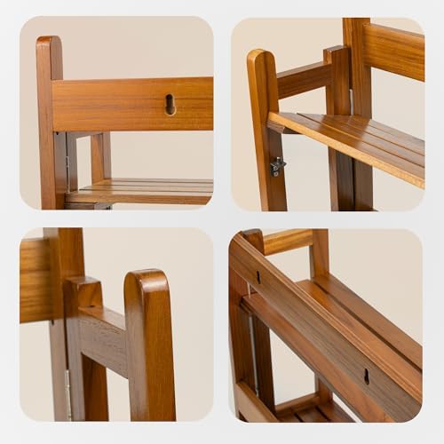 VaeFae Teak Wood Floating Shelves 2 Tier