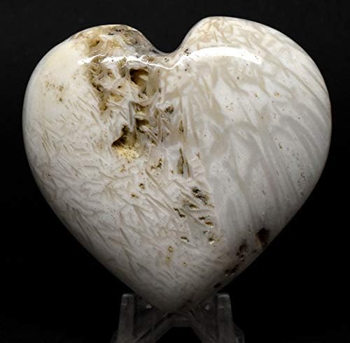 25 Inch White Scolecite Heart with Stand