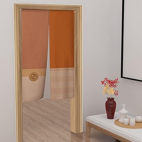 Leowefowa Japanese Style Door Curtain with Dots and Plaid Pattern