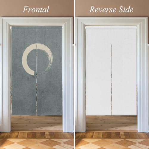 Japanese Noren Door Curtain Green Circle Print 34x60 Inches