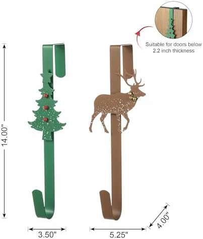 Glitzhome 2 Pack Wreath Hangers with Tree and Reindeer