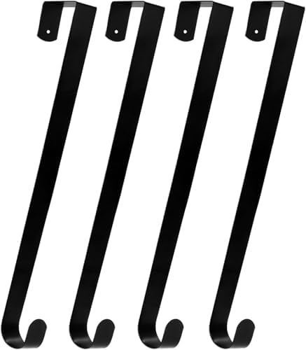 4 Pack Solid Black Wreath Hangers for Front Door