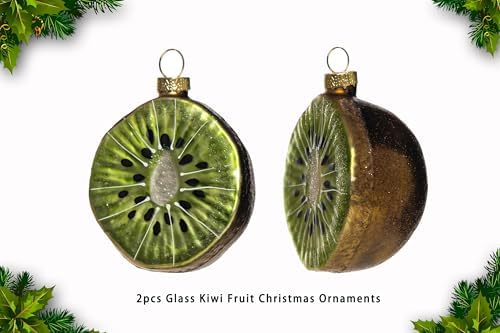 2pcs Glass Kiwi Fruit Christmas Tree Ornaments