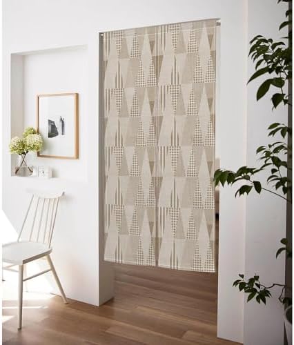 Japanese Noren Door Curtain with Abstract Pattern - 34 x 60 Brown