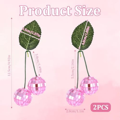 2Pcs Small Cherry Disco Ball Decor Pink