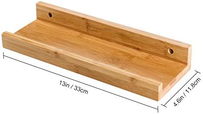 Natural Bamboo Floating Shelves Wall Mounted Decor Organizer