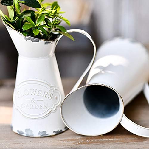 Rustic Metal Flower Vase with Shabby Chic Design