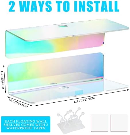 Weysat Iridescent Acrylic Floating Shelves 4 Pcs