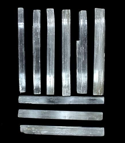 8 White Selenite Sticks Natural Sparkling Crystal Mineral Rough Points - 5PCS Morocco