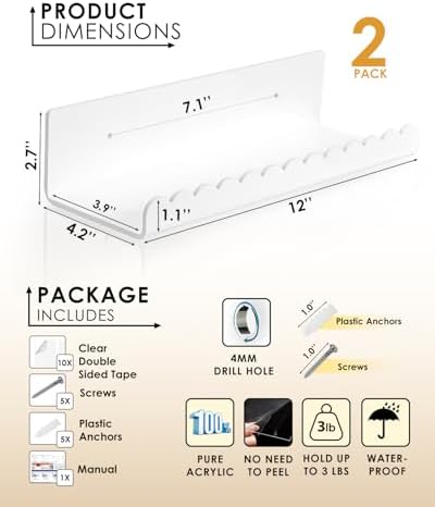 Forzacx Floating Shelves Wall 2 Pack Durable Design