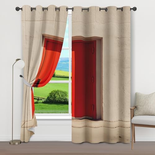 Concrete Frame Doorway Curtains 2 Panels Set