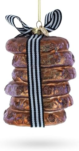 Delectable Chocolate Chip Cookies Glass Christmas Ornament 1