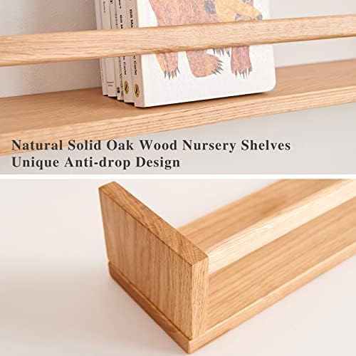 Oak Nursery Shelves 32 Inch Wall Mounted Floating Bookshelf